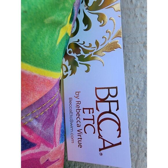 BECCA Costa Bella Tankini Tropical Swim Top Colorful Womens Plus Size 1X (16-18) - Picture 7 of 7